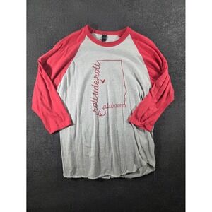 Tultex Alabama Roll Tide Roll Raglan Baseball Tee Grey Red‎ Large 2427